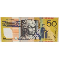 AUSTRALIA 1999 . FIFTY 50 DOLLARS BANKNOTE . EVANS/MacFARLANE . LAST PREFIX PE99